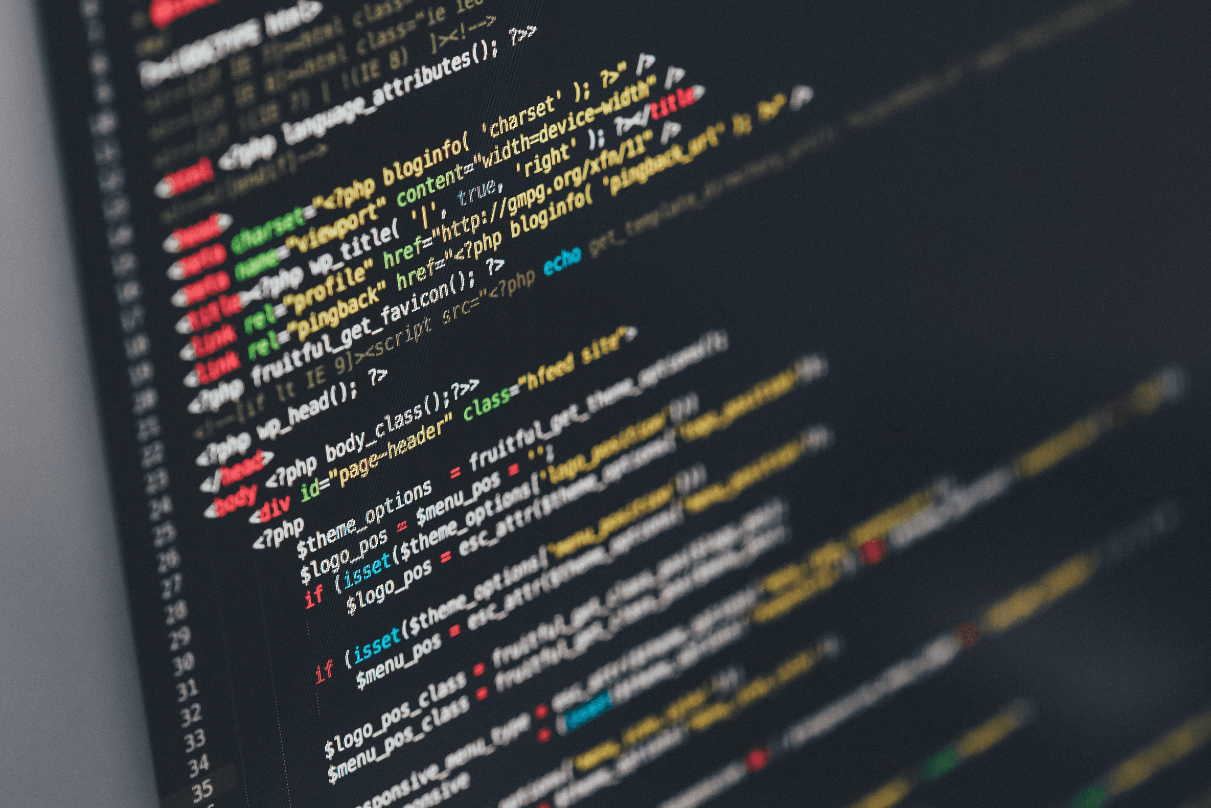 Code of an application displayed on a computer screen with syntax highlighting