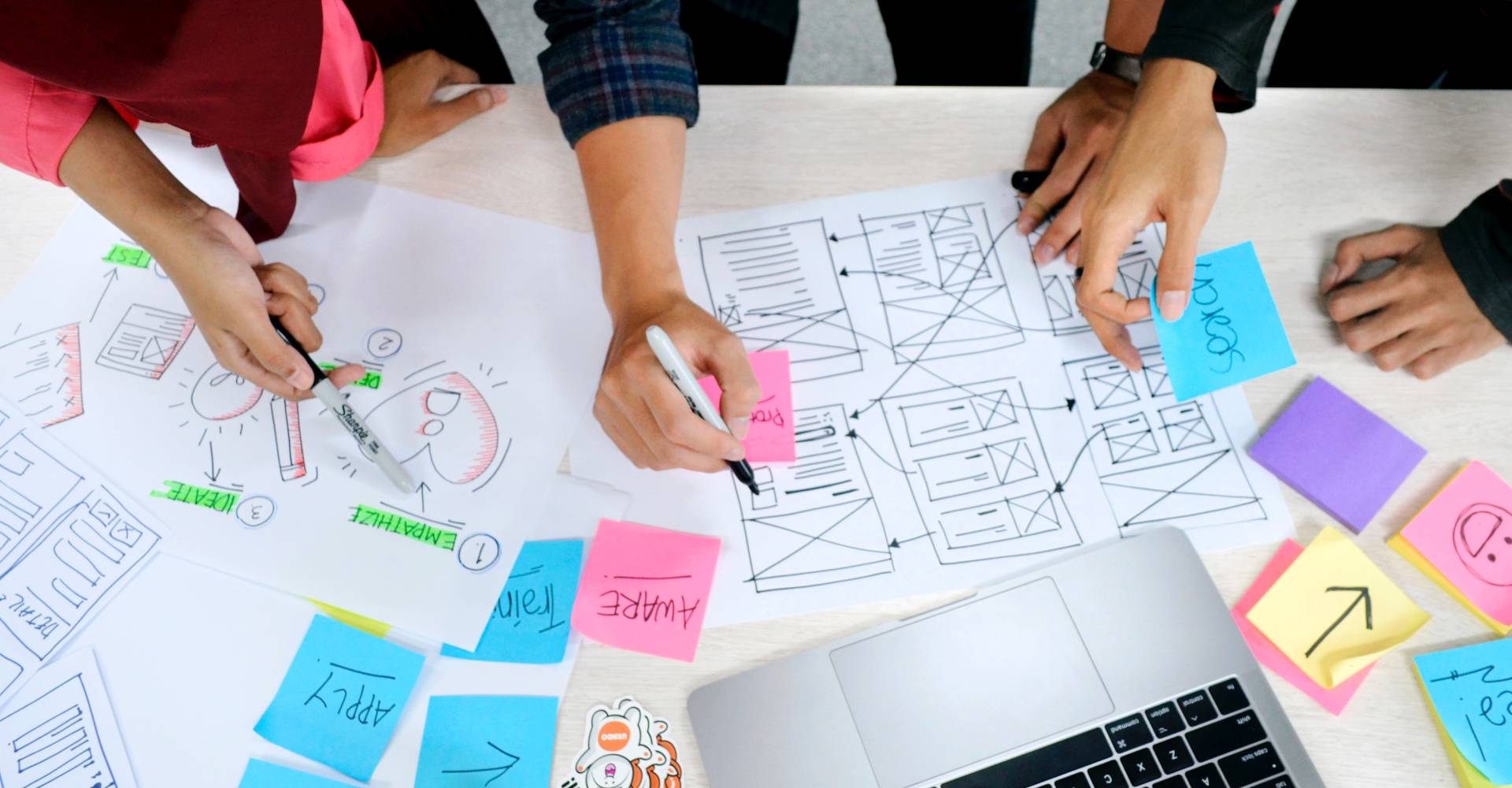 Design team prepares wireframes of user interface